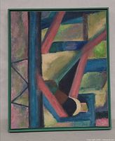 Full view of framed abstract painting