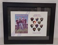 Full view of framed Nickelback pick display