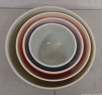 Nested view showing all four Pyrex bowls together