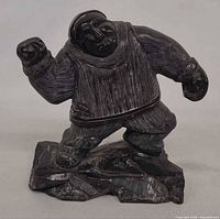 Front view of soapstone Inuit figurine