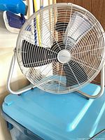 Front view of 20-inch floor fan on stand