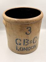 Front view showing cobalt "3 G B & Co. London" mark and interior glaze