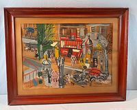 Full view of framed print showing image, mat and wood frame