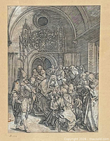 Full view of woodcut print showing detailed scene