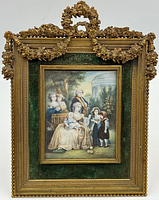 Front view of gilt bronze framed miniature painting