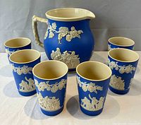 Full set showing pitcher and six tumblers
