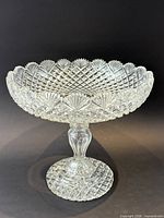 Overall view of Waterford cut crystal comport on pedestal
