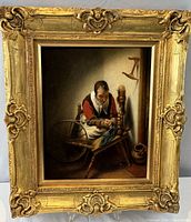 Full view of framed painting showing entire artwork and ornate frame