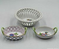 Group shot of all three Herend porcelain pieces