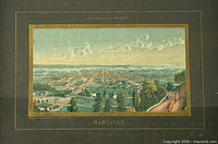 Close view of lithograph showing image and title