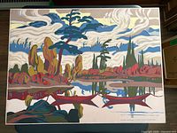 Full view of framed serigraph landscape print