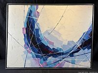 Full view of framed abstract painting