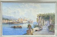 Full view of framed painting showing artwork and frame