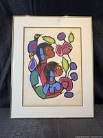 Framed serigraph showing entire artwork with mat and frame