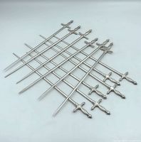Skewers laid in criss-cross pattern showing overall appearance