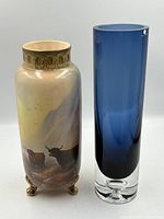 Both vases side-by-side showing relative size, coloration and design features