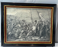 Front view of framed engraving showing full image and frame