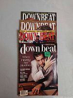 Stack of four DownBeat magazines, top issue March 1990 with Harry Connick Jr.