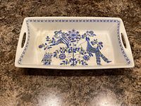 Top view of Figgjo Lotte rectangular dish showing pattern, shape, and handles