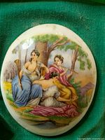 Close-up of entire porcelain plaque showing classical figures