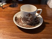 Cup on saucer showing exterior pattern