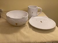 Mug, bowl and plate together showing overall condition