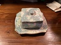Butter dish assembled showing chintz pattern and lid