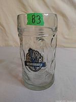 Front view showing entire 1L Steam Whistle glass mug