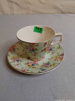 Green chintz teacup and saucer