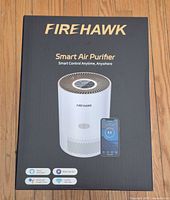 Front of sealed Firehawk Smart Air Purifier box