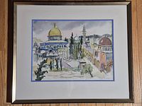 Framed watercolour painting overall view