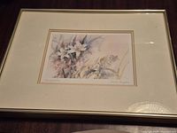 Front view showing print, mat and frame