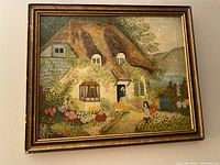 Front view of framed oil painting showing entire composition