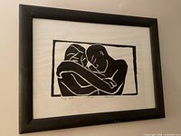 Framed linocut print overall view