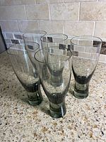 Front angled view of all five smoked glass shot glasses