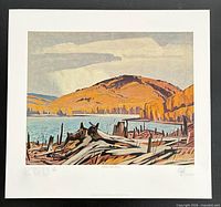 Full view of unframed lithograph showing entire image and border