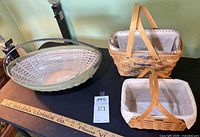 Three Longaberger baskets overall view with ruler for scale