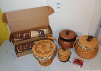 Overall view of all baskets and boxed corn pieces