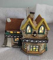 Front view of illuminated library building