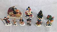 All ten resin Christmas figurines grouped