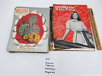 Front covers of Arizona Highways Merry Christmas issue and Westways issue with woman by car