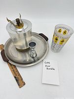 Group view of all barware items on tray