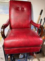 Front view of red vinyl chair