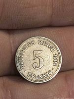 Obverse of 1901 5 Pfennig coin showing denomination and date