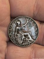 Reverse of 1918 half penny showing Britannia and date