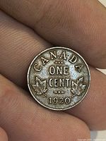 Reverse of 1920 Canada one cent showing denomination and date
