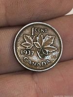 Reverse showing maple leaves, date 1937, denomination