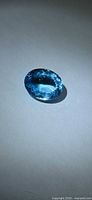Top view of oval Swiss blue Topaz showing overall shape and color