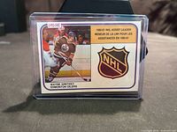 Front of Gretzky O-Pee-Chee card in holder