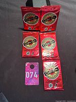 Five red foil 1993 O-Pee-Chee Premier hockey card packs displayed
